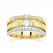 0.67Ct 14K Two Tone Diamond Emerald Ribbed Ring