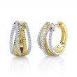 0.48Ct 14K Two Tone Diamond Ribbed Bridge Hoop Earrings