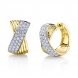 0.80Ct 14K Yellow Gold Diamond Pave Ribbed Hoop Earrings