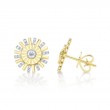 0.22Ct 14K Yellow Gold Diamond Bezel Ribbed Stud Earrings