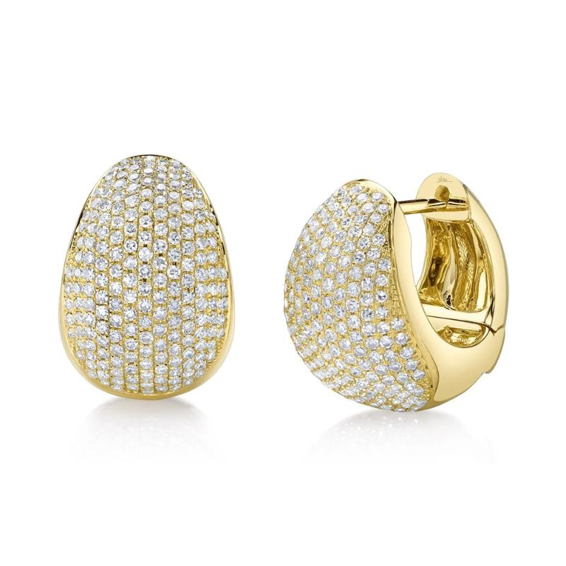 0.95Ct 14K Yellow Gold Diamond Pave Huggie Earrings