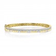 1.13Ct 14K Yellow Gold Diamond Emerald Ribbed Bangle