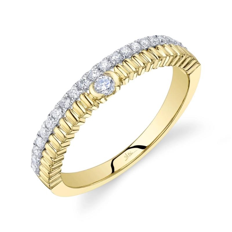 0.23Ct 14K Yellow Gold Diamond Ribbed Ring