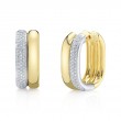 0.33Ct 14K Two Tone Diamond Oval Hoop Earrings