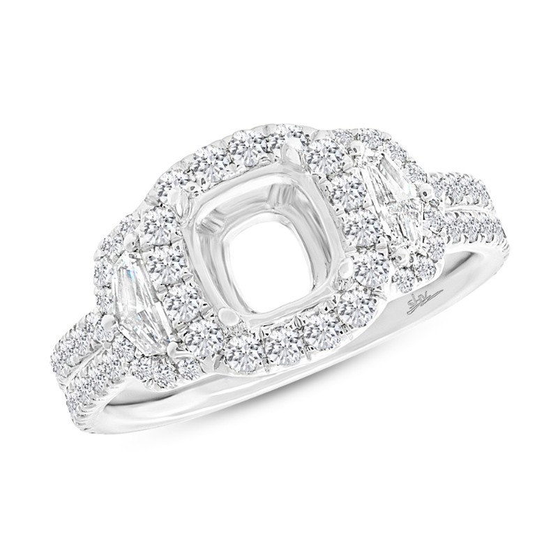 1.55Ct 18K White Gold Diamond Semi-Mount Ring For 7X7Mm-Ctr
