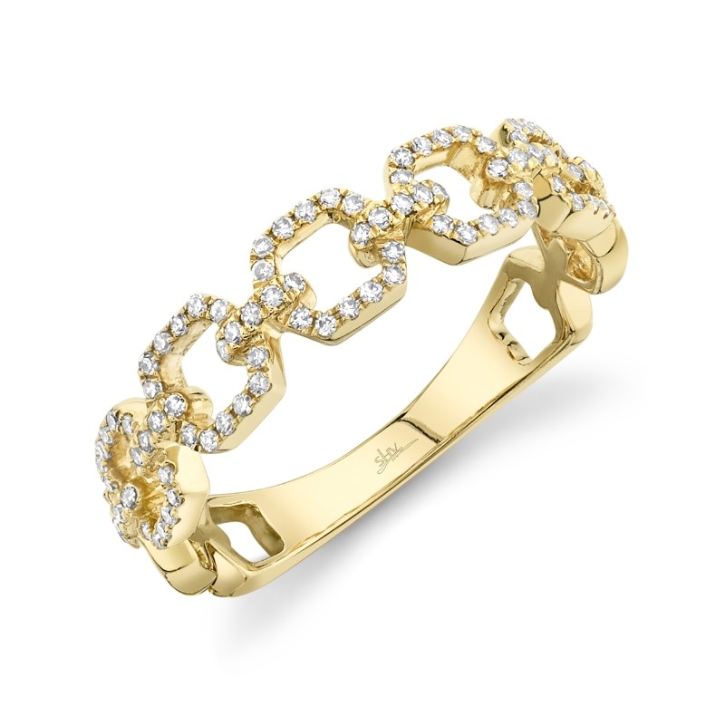0.22Ct 14K Yellow Gold Diamond Link Ring Size 8