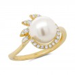 0.26Ct 14K Yellow Gold Diamond & Cultured Pearl Ring