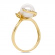 0.26Ct 14K Yellow Gold Diamond & Cultured Pearl Ring