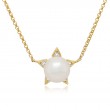 0.06Ct 14K Yellow Gold Diamond & Cultured Pearl Star Necklace