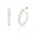 14K Yellow Gold Cultured Pearl Hoop Earrings