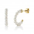 Diamond And Pearl Curved Bar Post Earrings