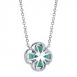0.16Ct Diamond & 0.65Ct Emerald 14K White Gold Clover Necklace