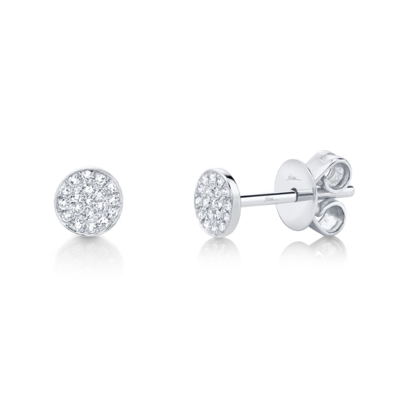0.07ct 14k White Gold Diamond Pave Stud Earrings