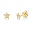 0.07ct 14k Yellow Gold Diamond Star Stud Earrings