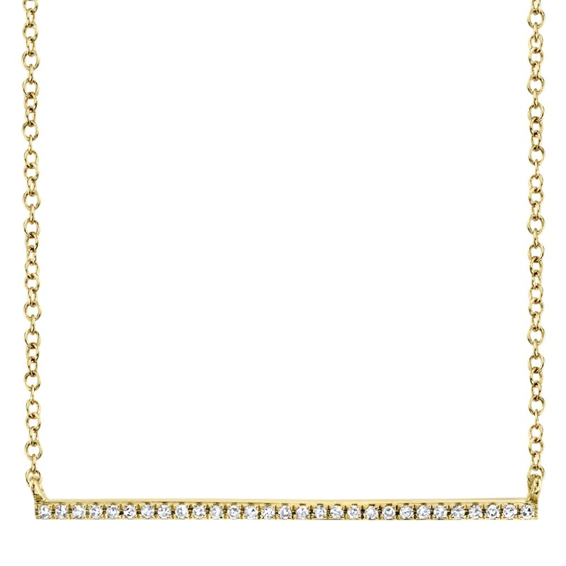 0.08ct 14k Yellow Gold Diamond Bar Necklace