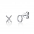 0.09Ct 14K White Gold Diamond XO Stud Earrings