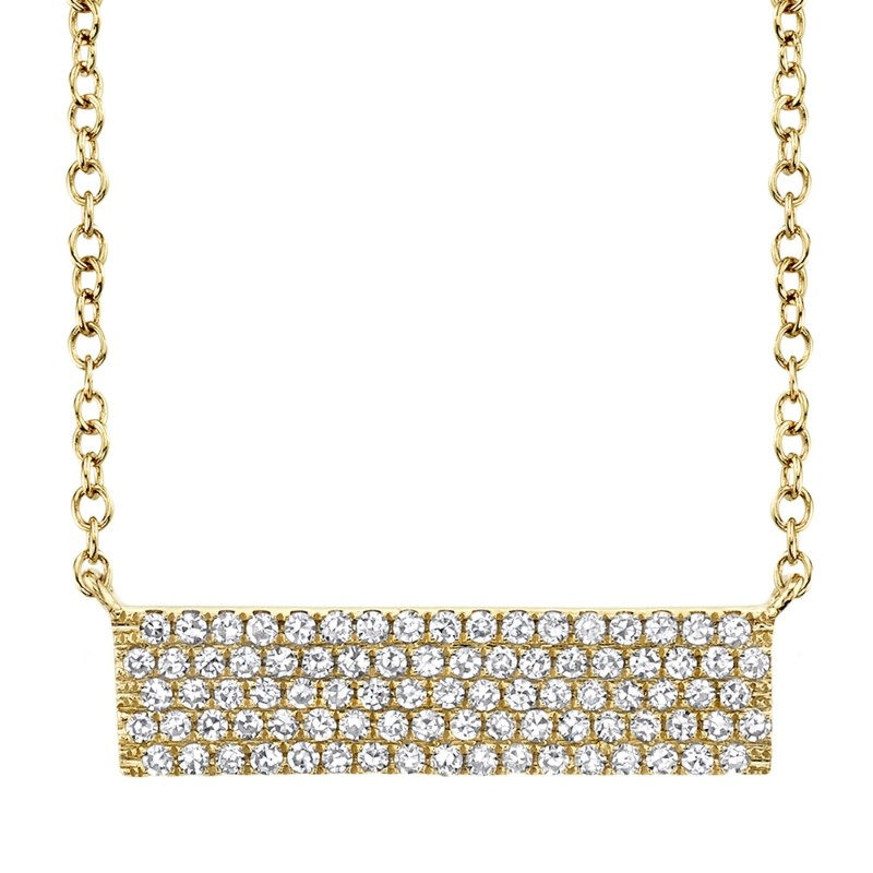 0.25Ct 14K Yellow Gold Diamond Pave Necklace