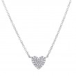 0.09Ct 14K White Gold Diamond Pave Heart Necklace