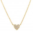 0.09Ct 14K Yellow Gold Diamond Pave Heart Necklace