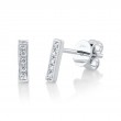 0.08Ct 14K White Gold Diamond Bar Stud Earrings