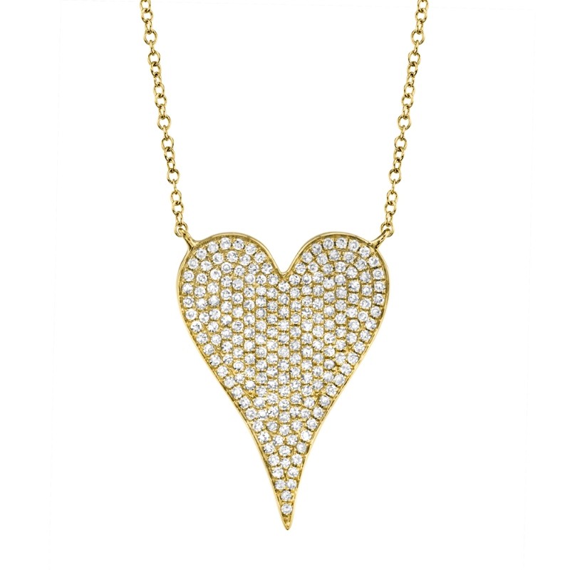 0.43ct 14k Yellow Gold Diamond Heart Necklace