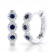 0.15ct Diamond & 0.30ct Blue Sapphire 14k White Gold Huggie Earrings