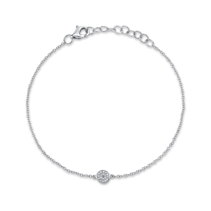 0.05Ct 14K White Gold Diamond Pave Circle Bracelet