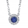 0.04ct Diamond & 0.14ct Blue Sapphire 14k White Gold Diamond Necklace