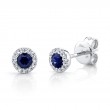 0.08Ct Diamond & 0.28Ct Blue Sapphire 14K White Gold Stud Earrings