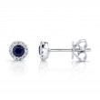 0.08Ct Diamond & 0.28Ct Blue Sapphire 14K White Gold Stud Earrings