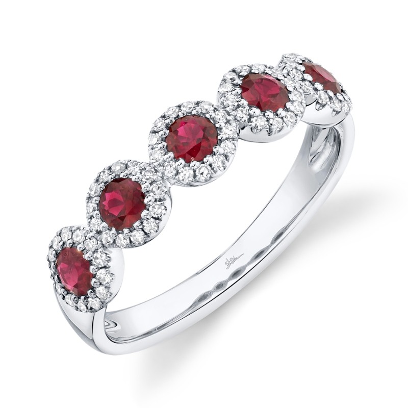 0.20Ct Diamond & 0.66Ct Ruby 14K White Gold Band
