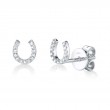 0.06Ct 14K White Gold Diamond Horseshoe Stud Earrings