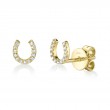 0.06Ct 14K Yellow Gold Diamond Horseshoe Stud Earrings