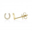 0.06Ct 14K Yellow Gold Diamond Horseshoe Stud Earrings