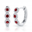 0.15Ct Diamond & 0.29Ct Ruby 14K White Gold Huggie Earrings