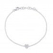 0.04Ct 14K White Gold Diamond Pave Heart Bracelet