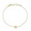0.04ct 14k Yellow Gold Diamond Pave Heart Bracelet