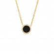 0.04Ct Diamond & 0.31Ct Black Onyx 14K Yellow Gold Necklace