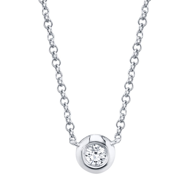 0.05Ct 14K White Gold Diamond Bezel Necklace