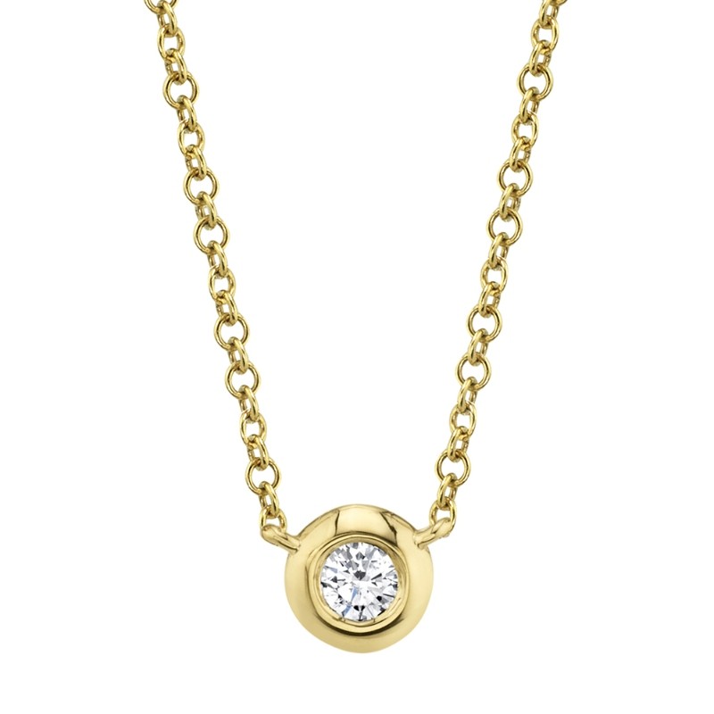 0.05Ct 14K Yellow Gold Diamond Bezel Necklace