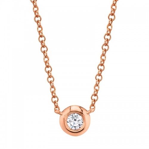 0.05Ct 14K Rose Gold Diamond Bezel Necklace