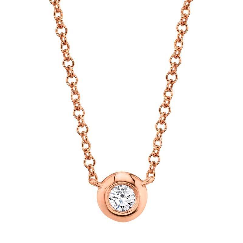 0.05Ct 14K Rose Gold Diamond Bezel Necklace