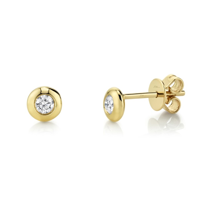 0.22Ct 14K Yellow Gold Diamond Bezel Stud Earrings
