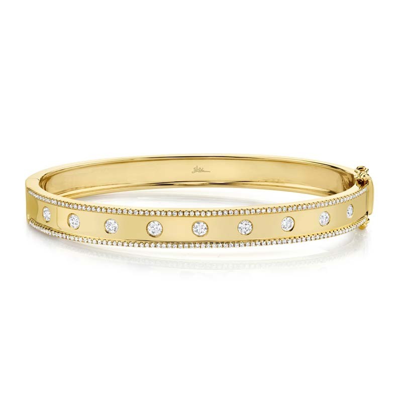 0.97Ct 14K Yellow Gold Diamond Bangle