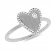 0.14Ct 14K White Gold Diamond Heart Matte Ring Size 9
