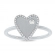 0.14Ct 14K White Gold Diamond Heart Matte Ring Size 9