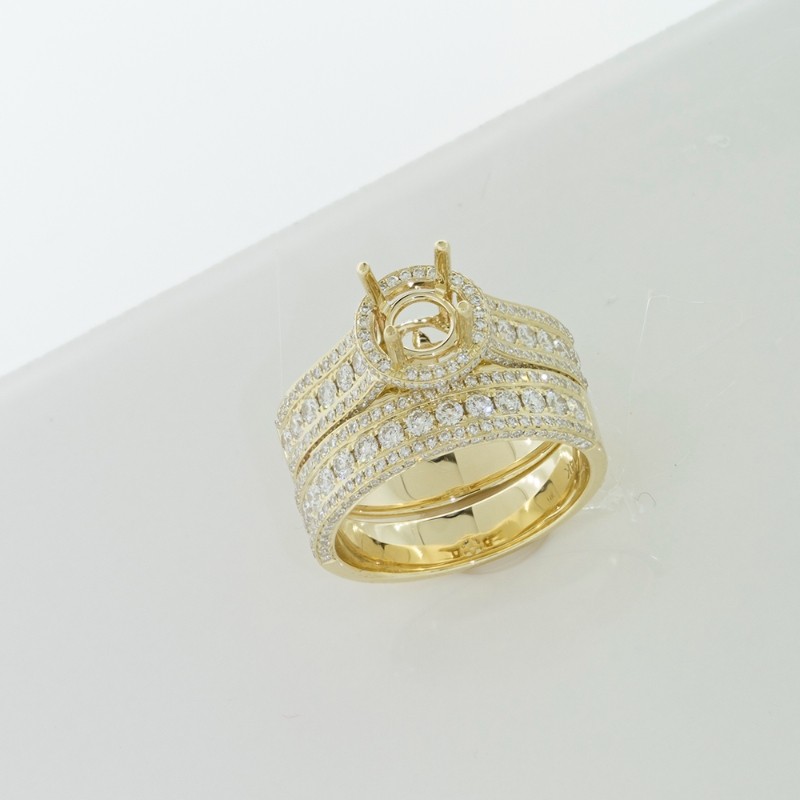 1.37Ct 14K Yellow Gold Diamond Semi-Mount Ring 2-Pc For 1.00Ct Center Size 8.25