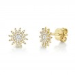 0.24Ct 14K Yellow Gold Diamond Starburst Stud Earrings