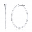 0.44Ct 14K White Gold Diamond Baguette Oval Hoop Earrings