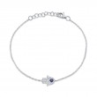 0.09Ct Diamond & 0.08Ct Blue Sapphire 14K White Gold Hamsa Bracelet
